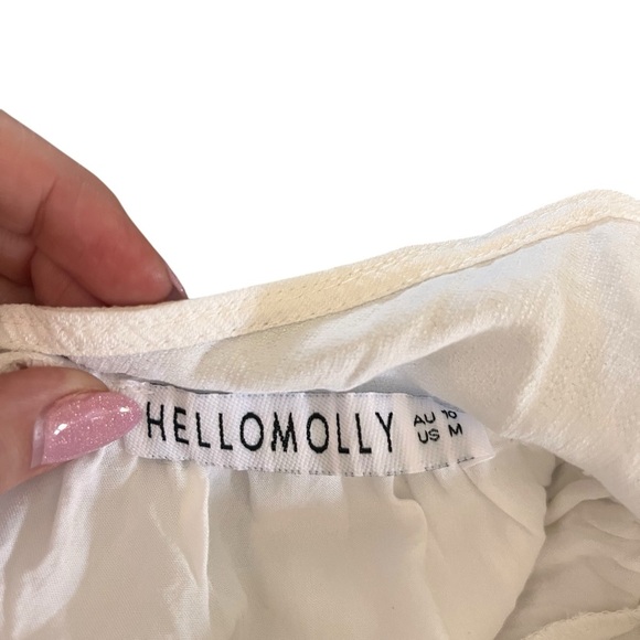 Hello Molly White Ruched V-Neck Sundress - Size Medium - Picture 2 of 4